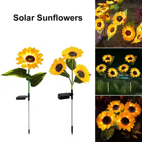 LED Solar Sunflowers Flower Light Home Decorative Flower Lights Garden Decoration Lawn Lamp Waterpro