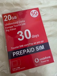 （2026年6月到期）Vodafone 歐洲旅遊 SIM 卡 30 天