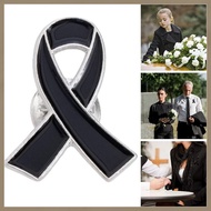 MXFASHION Black Ribbon Pin, Awareness Melanoma Cancer Funeral Ribbon Badge Brooch, Enamel Black Ribb