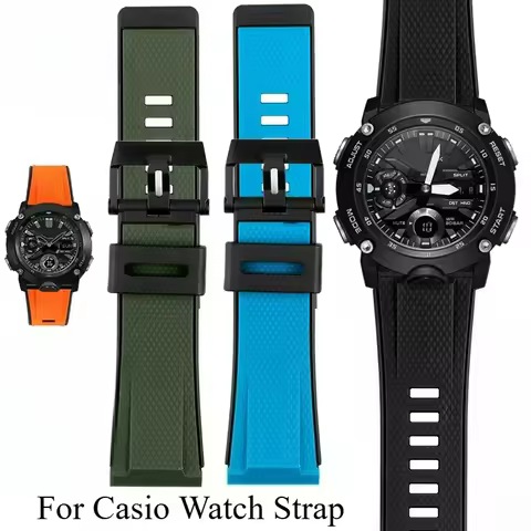 For Casio G-SHOCK Silicone Band GA2200 GA2000 PRG-600 PRW-6600 PRG-650 Resin Watch Strap 24mm Black 