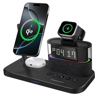 5 In 1 Magnetic Qi2 Wireless Charger Stand Alarm Clock RGB Lamp Fast Charging For Phone17/16/15/14/1