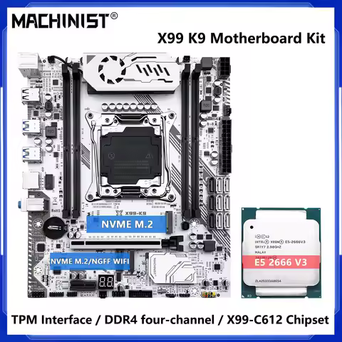 MACHINIST X99 K9 Motherboard Combo with Intel Xeon E5 2650 V3/2660 V3/2670 V3 CPU LGA2011-3 C612 Chi