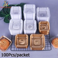 Square Moon Cake 100*Transparent+Plastic Food Packaging Box Mooncake Container(Family Living New Products)