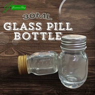 30ml GLASS PILL BOTTLE, POTION BOTTLE WITH A LID (seal bottle with scale)
