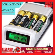 Baterai Charger Smart Intelligent LCD 4 Slot for AA AAA NiMh NiCd - sedia baterai charger 10000 mah vor spiker blutut powerbank 10000mah a3 senter cas dan untuk led police alat besar luby lampu aa original aaa 5000 12 volt mobil remote 18650 batu sony ene