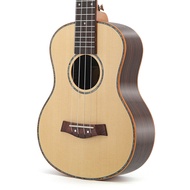 Ukulele dengan permukaan kayu padu rosewood dan spruce berukuran 26 inci, gitar empat tali, gitar ke