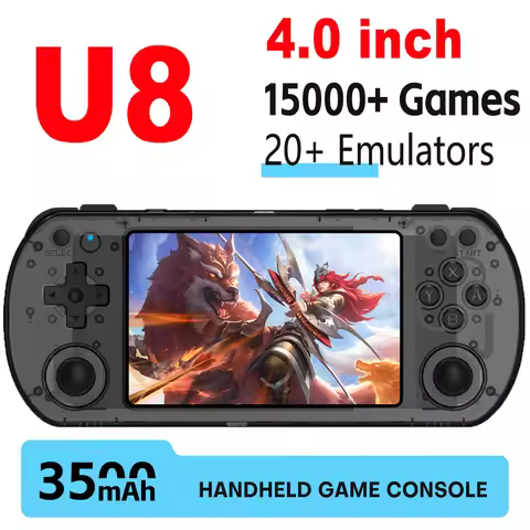 Open Source Handheld Video Game Console U8 Retro Linux System 4.0 Inch IPS Screen Portable Pocket Vi