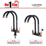 🌈LATINA🌈 MATTE BLACK ROSE GOLD DOUBLE KITCHEN SINK TAP