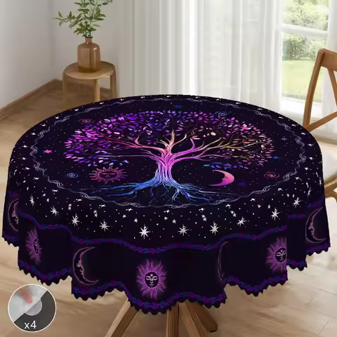 1 Piece of Tarot Element Tablecloth in Round and Rectangular Shapes, Available in 5 Sizes, Tree of L