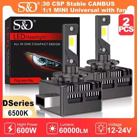 S&D D1S D3S LED Headlight CANBUS HID 30CSP Chips D2S 600W 60000LM LED Bulb D1R D2R D3R 6500K Car Lig