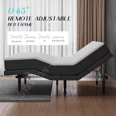 Adjustable Bed Frame Full Adjustable Bed Base Electric Power Bed Foundation Under-Bed Lighting Zero