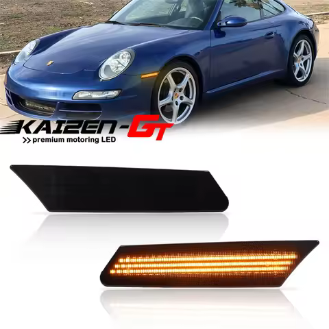 Amber Dynamic LED Car Front Bumper Side Marker Turn Signal Lights For Porsche 997 911 Targa Carrera 