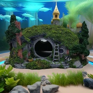 [Ready Stock] Fish Tank Landscaping Castle Landscaping Hiding Fish Shrimp Hiding House Hermit Crab R