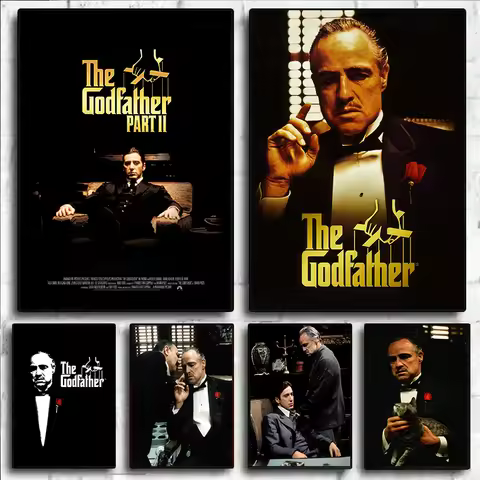 Classic Movie Godfather Poster Black And White Canvas Painting Home Decor Wall Art Gangster Retro Pi