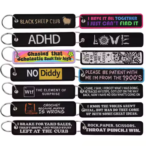 No Diddy Embroidered Key Tags Keychain for Car Motorcycles Cartoon Keyring Men Women Holder Fashion 