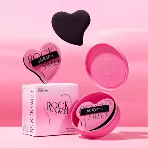 ROCK SWEET Cotton Candy Heart-shaped Pink Soft Makeup Soft Wet And Dry Dual-use Liquid Foundation Po