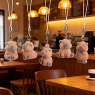 Soft Flocked Capybara Keychain - 3D Cute Animal Design with Non-Shed Material Sturdy Metal Buckle Li