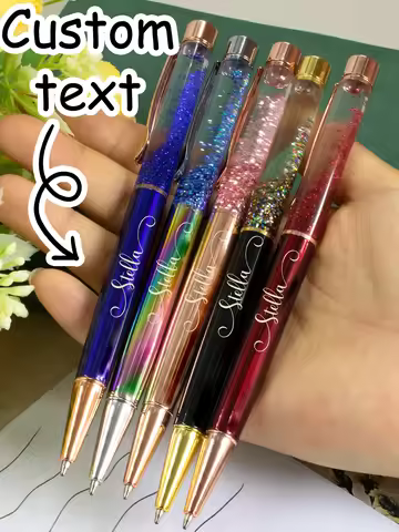 Custom Text Quicksand Ballpoint Pen,Personalized Teacher Pens,Customized Color Flash Gel Pens,Custom