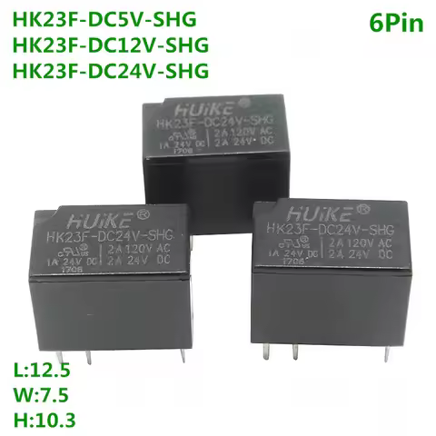 HK23F-DC5V HK23F-DC12V HK23F-DC24V SHG HUI KE Relay 5VDC 12VDC 24VDC 2A 6Pin DC Relay for Electronic
