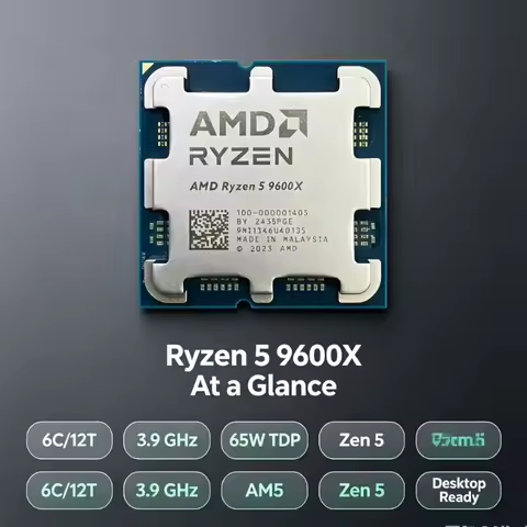 B650 X670 Motherboard CPU Ryzen 5 9600X 6 Core 12 Thread 5.4GHz 32M L3 Cache 4nm 65W AM5 DDR5 No Rad