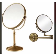 Shaving mirror, bathroom makeup mirror, double-sided table setting magnifying x3 times made of coppe