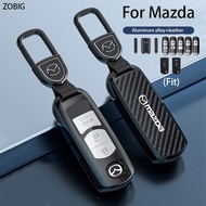 ZOBIG Zinc alloy+ABS Carbon fiber pattern Car Key Cover Case fit for Mazda 2 3 5 6 2023 CX-4 CX-5 CX-7 CX-9 CX-3 CX 5 Accessories