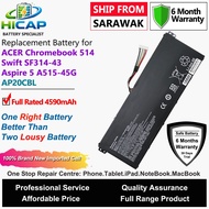 HICAP ACER Laptop Battery AP20CBL 4590mAh for ACER Chromebook 514 ACER Swift SF314-43 Aspire 5 A515-