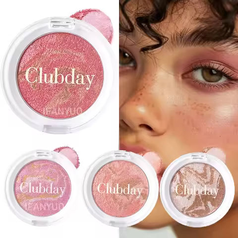 Marble Blush Palette Pearlescent Baked Brightening Blush Powder Cheek Tint Blusher Contour Highlight