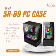 MMA SR 89 MITX MATX Gaming PC Case Black and White