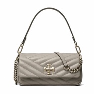 【TORY BURCH】縫線翻蓋肩斜二用包-灰色