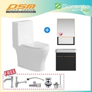 SORENTO One Piece Water Closet Rimless Flushing System Water Proof Aluminium Basin Cabinet WC Packag