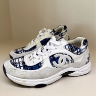 Chanel 24P藍白毛呢格紋運動鞋 ❤️‍🔥40