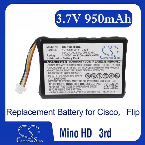 Cameron Sino Replacement Battery for Flip 3rd, F460, Generation, M31120B, M3160, Mino HD,, Fits P/N 