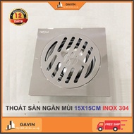 Bathroom floor drain 15x15cm 304 stainless steel, drain cover effectively prevents odors