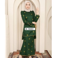 Baju Kurung Emma Vevet + free veil  Songket Cotton 100%  Floral design wanita Set / Songket Exclusiv