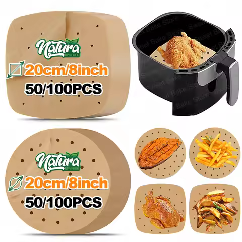20CM Square/Round Air Fryer Liner Disposable Perforated Parchment Paper Sheet for 5-8QT Fryers, Oven