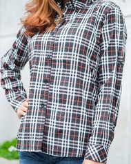 FSF Kemeja Wanita Wanita 2022 Kekinian Viral Oversize Hem Tangan Panjang Kotak Burberry Jumbo Pakaia