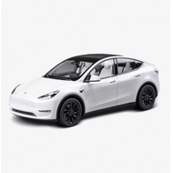 [Out] 1/18 Tesla Model Y Alloy Car Model White/Red/Blue Optional Alloy Body+Rubber Tire Function Doo