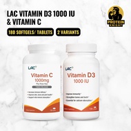 LAC VITAMINS D3 1000 IU& C 1000mg with Rose Hips Helps Support Strong Immunity Skin Glow