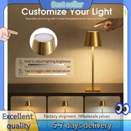 E7G-Portable Waterproof Cordless Table Lamp(3 Pack), Battery Operated Gold Lamp for Outdoor for Dinn