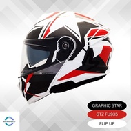 MHR Helmet GTZ Graphic Star FU935/06 Sport Racing Flip Up Helmet