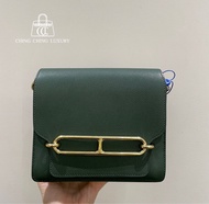 🌈Hermes💚Mini Roulis 19💚英國綠金扣🌈98.5新🌟Evercolor皮🌟miniroulis🌟roulis19🌟愛馬仕🌟