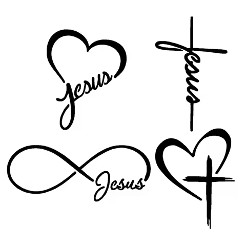 22024# Decals 4 Pack Jesus Heart, Jesus Cross, Jesus Infinity, Cross Heart Car Sticker Waterproof Ca