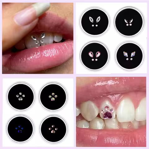 4pcs/box Fashion Teeth Gems Dental Crystal Beauty Diamond Ornaments With Box Tooth Gem Jewelry Gems 