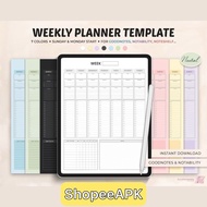 Weekly Planner 📅: Dark Mode Goodnotes Template with Hourly & Daily iPad Planner Pages 📝!