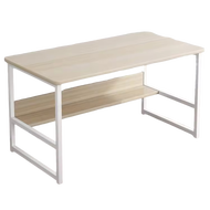 HT โต๊ะคอมพิวเตอร์ 80/100/120cm โต๊ะไม้ โต๊ะทำงาน โต๊ะวางคอม โต๊ะวางของ  โต๊ะคอม หน้าโต๊ะไม้ขนาด พับได้  ขาเหล็กหนา มีที่วางเท้าและชั้นวางหนังสือ Computer Desk