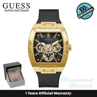 [Official Warranty] Guess GW0202G1 Men's Gold Case Black Silicone Strap Watch