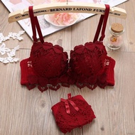 READY STOCK Women Push Up Bra Set Girl Floral Lace Underwear Set Underwire Brassiere