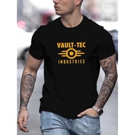 VAULT TEC Men S Casual T Shirt Round Neck Short Sleeve Solid Color Quality Material All Match Men S