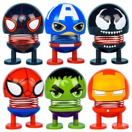 Marvel Spidean Hulk Figure Children's Cartoon Movie Figure Iron Man Captain  Toys Car Spring Bobble Head Dolls Decorate